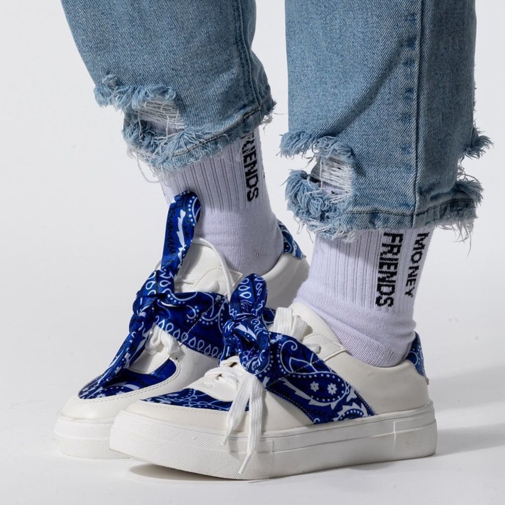 Blue Bandana Bow Sneakers Tennis